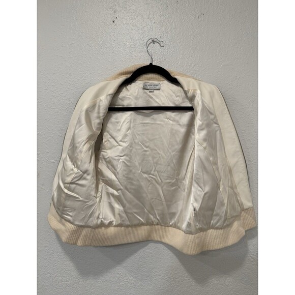 St.John Rabbit  by marie grey Fur Vest Full Zip Silk Lined Lamb Leather Trim - Picture 11 of 12